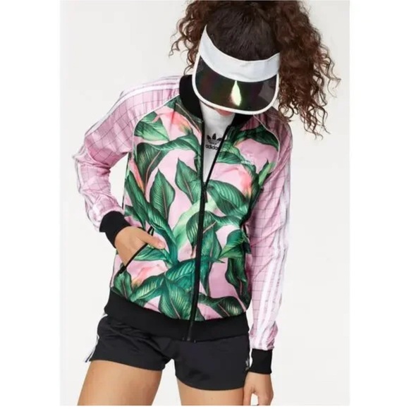 FARM Rio Jackets & Blazers - Adidas x Farm Rio Tropical Leaf Bomber Jacket